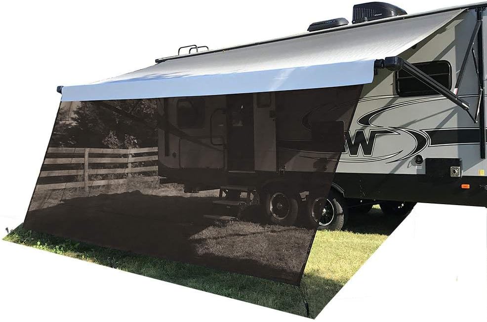 Brown Mesh RV Awning Sun Shade Screen 8' X 10'3'' V850470