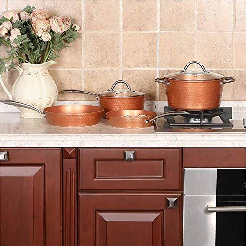 Hammered Copper Nonstick Cookware Set D586433