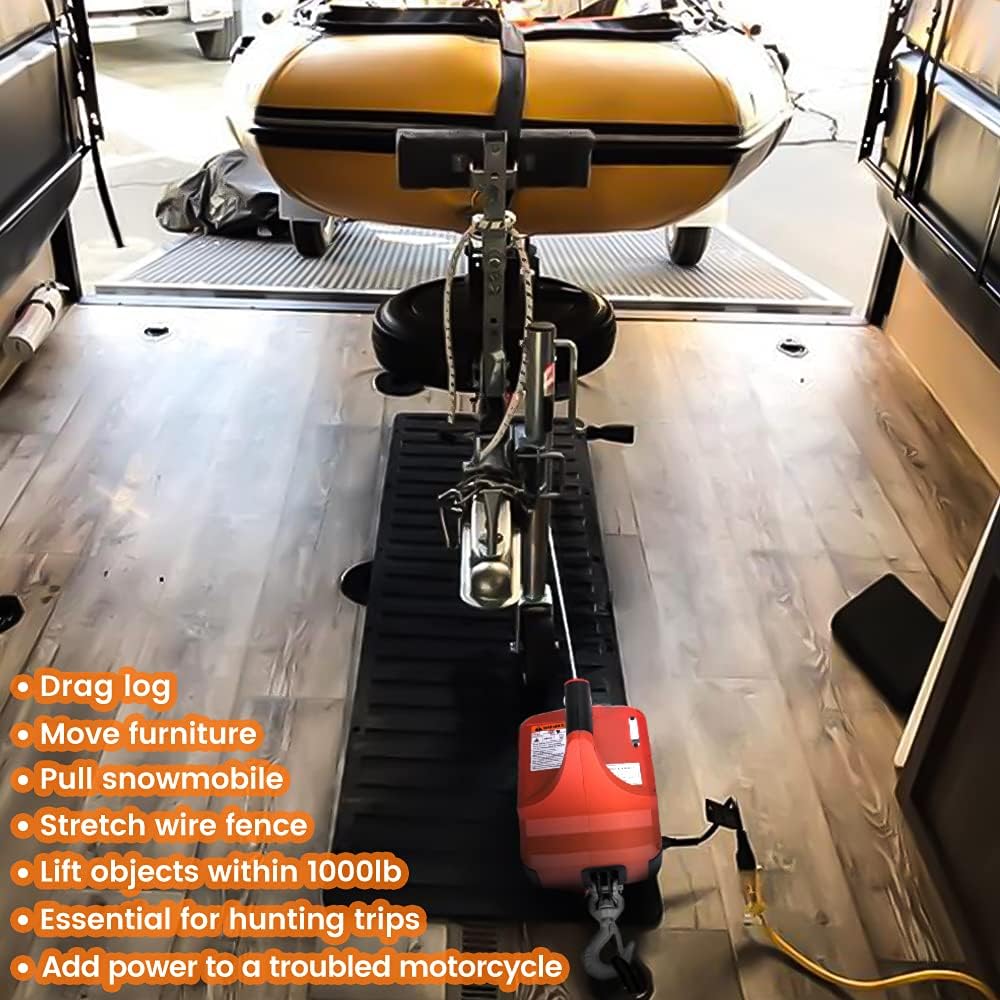 Portable Electric Winch 1000 Ib Pulling Capacity with Wireless Remote Control H6408