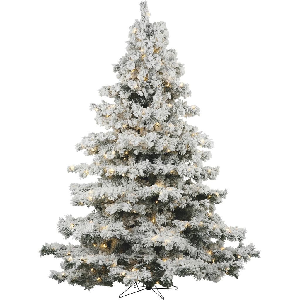 7.5 ft Flocked Alaskan Tree with 900 Warm White LED Lights G415932