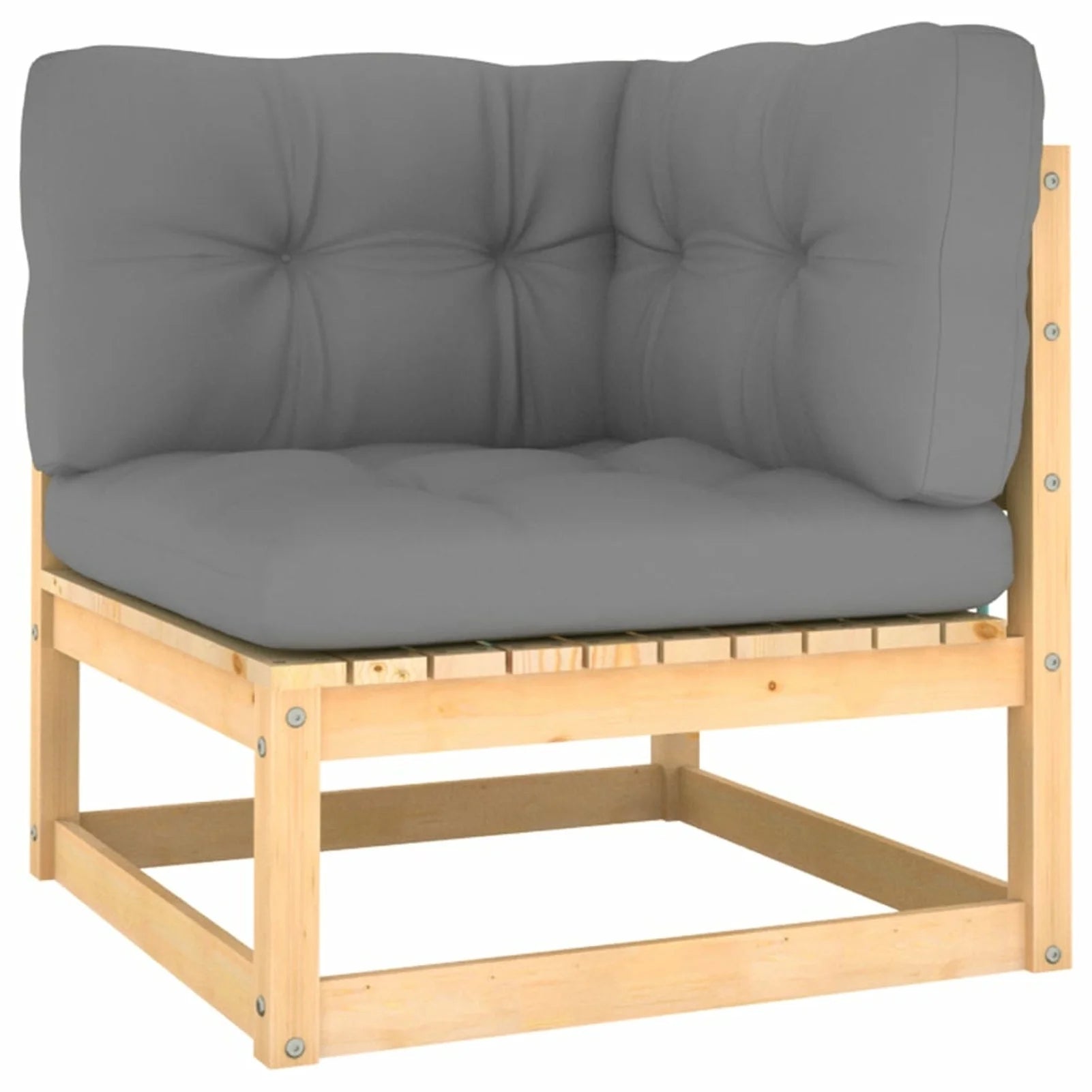 9 Piece Patio Lounge Set with Gray Cushion Pinewood Sectional Outdoor Furniture Set A30570