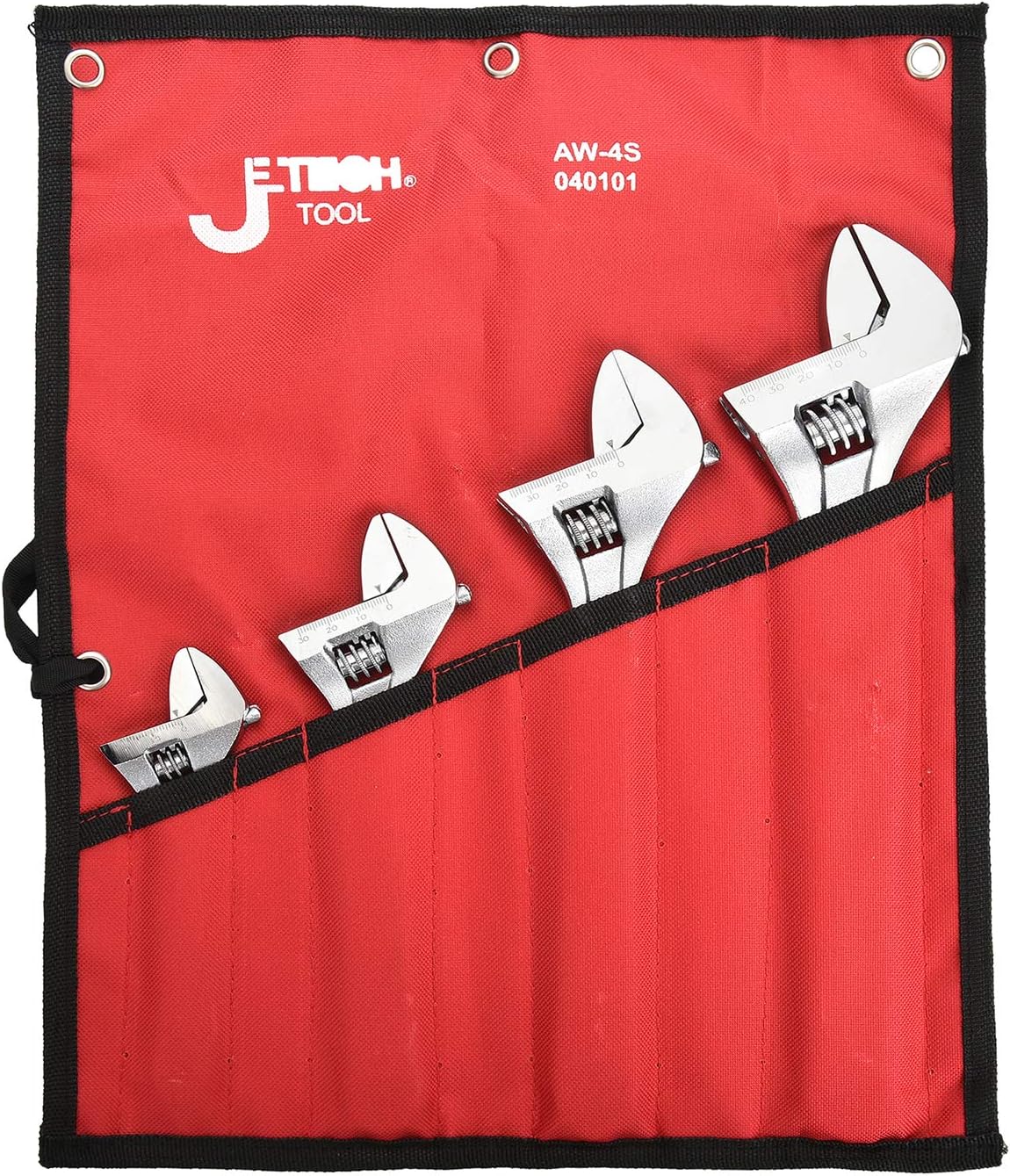 4PCS Adjustable Wrench Set with Roll-up Storage Pouch X34275