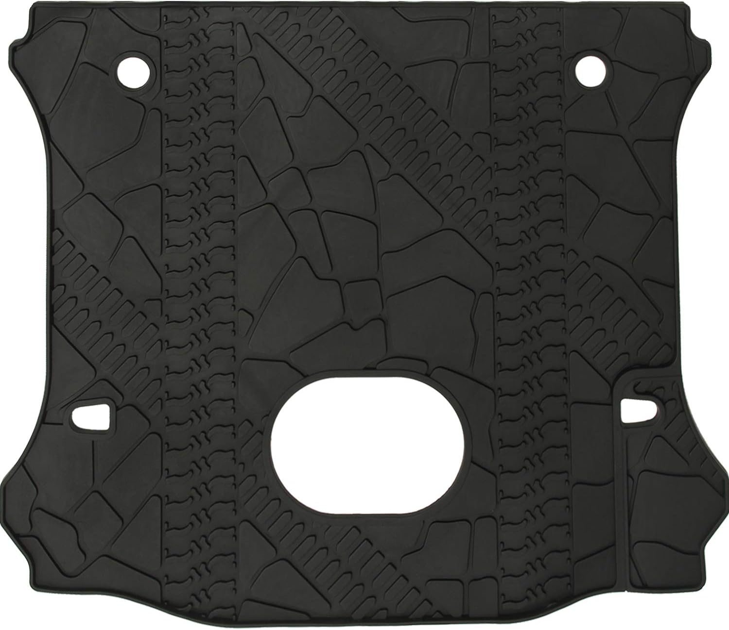 Black Rear Trunk Cargo Floor Mat for 4 Door Wrangler with Subwoofer Mat Cutout E770481