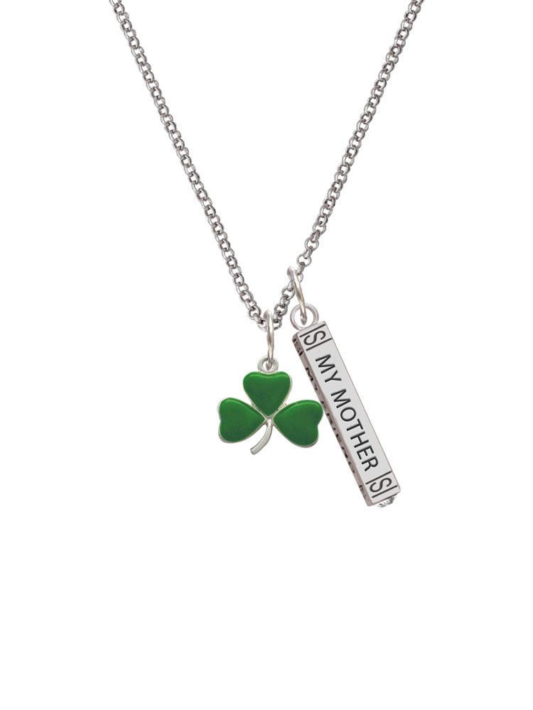 Silvertone Shamrock Bar Charm Necklace, 23" I642769