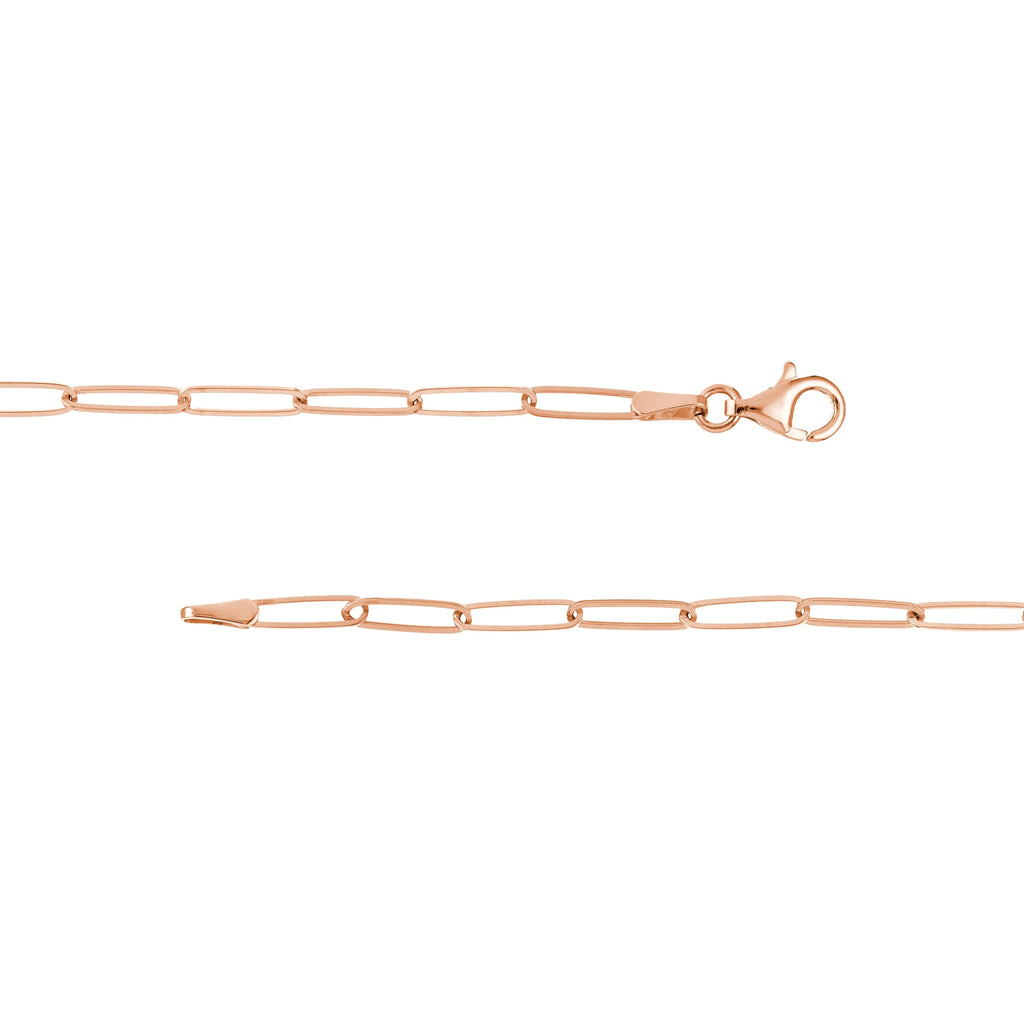 14K Solid Rose Gold Paperclip Necklace 16 inch K8893