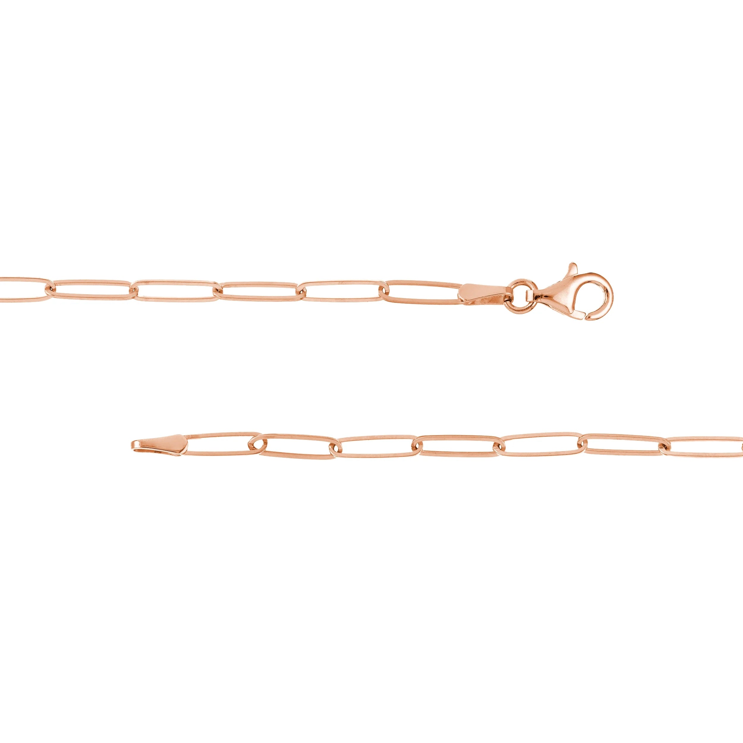 14K Solid Rose Gold Paperclip Necklace 16 inch K8893