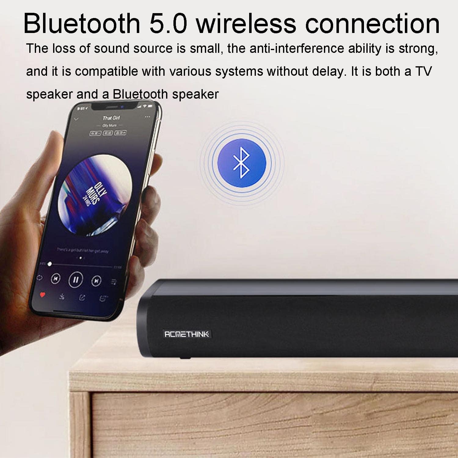 24-Inch Sound Bar with Bluetooth 5.0, USB, AUX/RCA, Optical, HDMI ARC, Pack of 2 Z30076