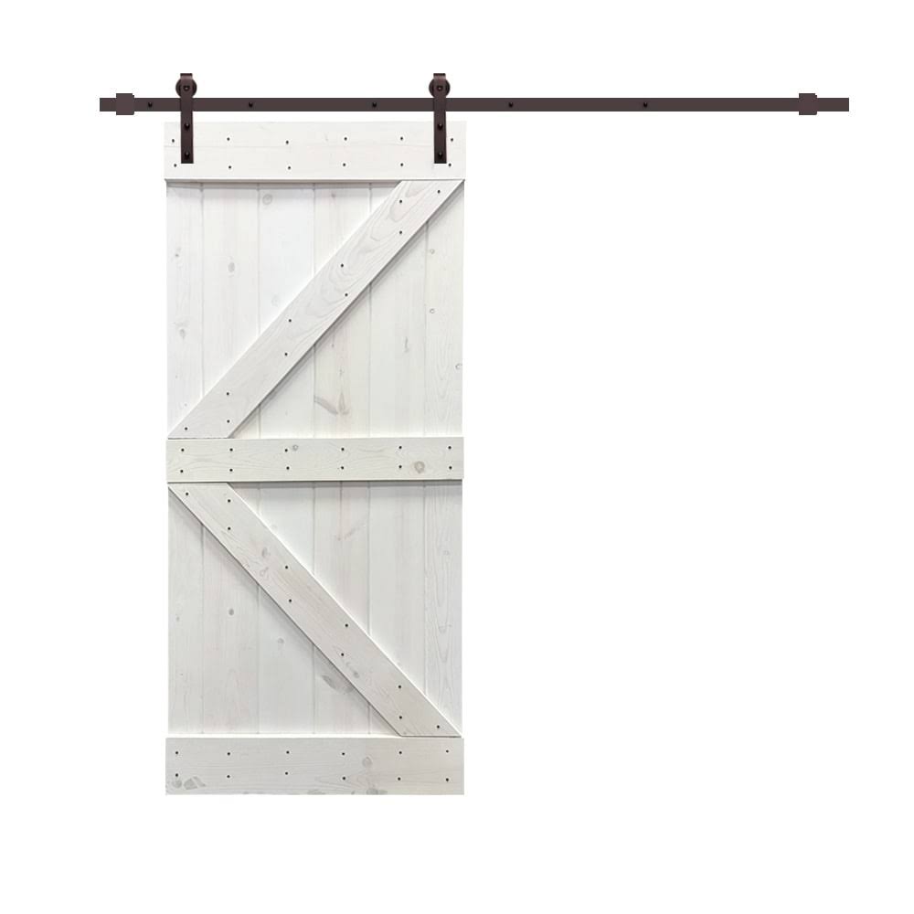 Sage Green Stained Wood Sliding Barn Door with Hardware Kit P2395