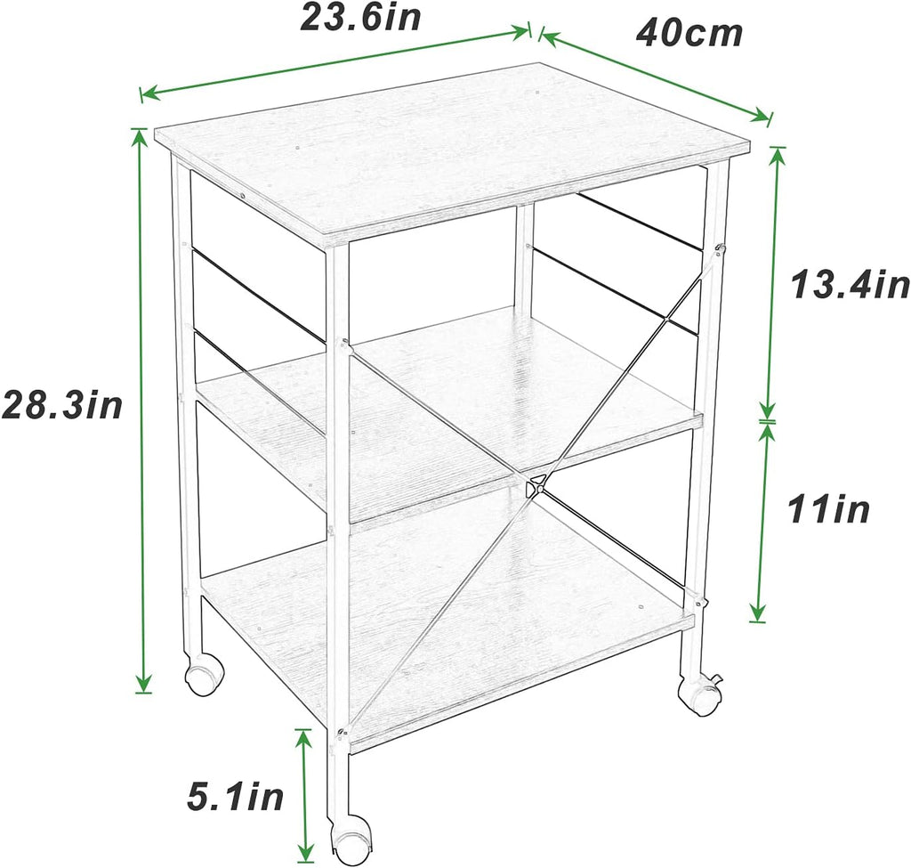Rustic Brown 3 Tier Utility Storage Shelf with Lockable Caster K35992