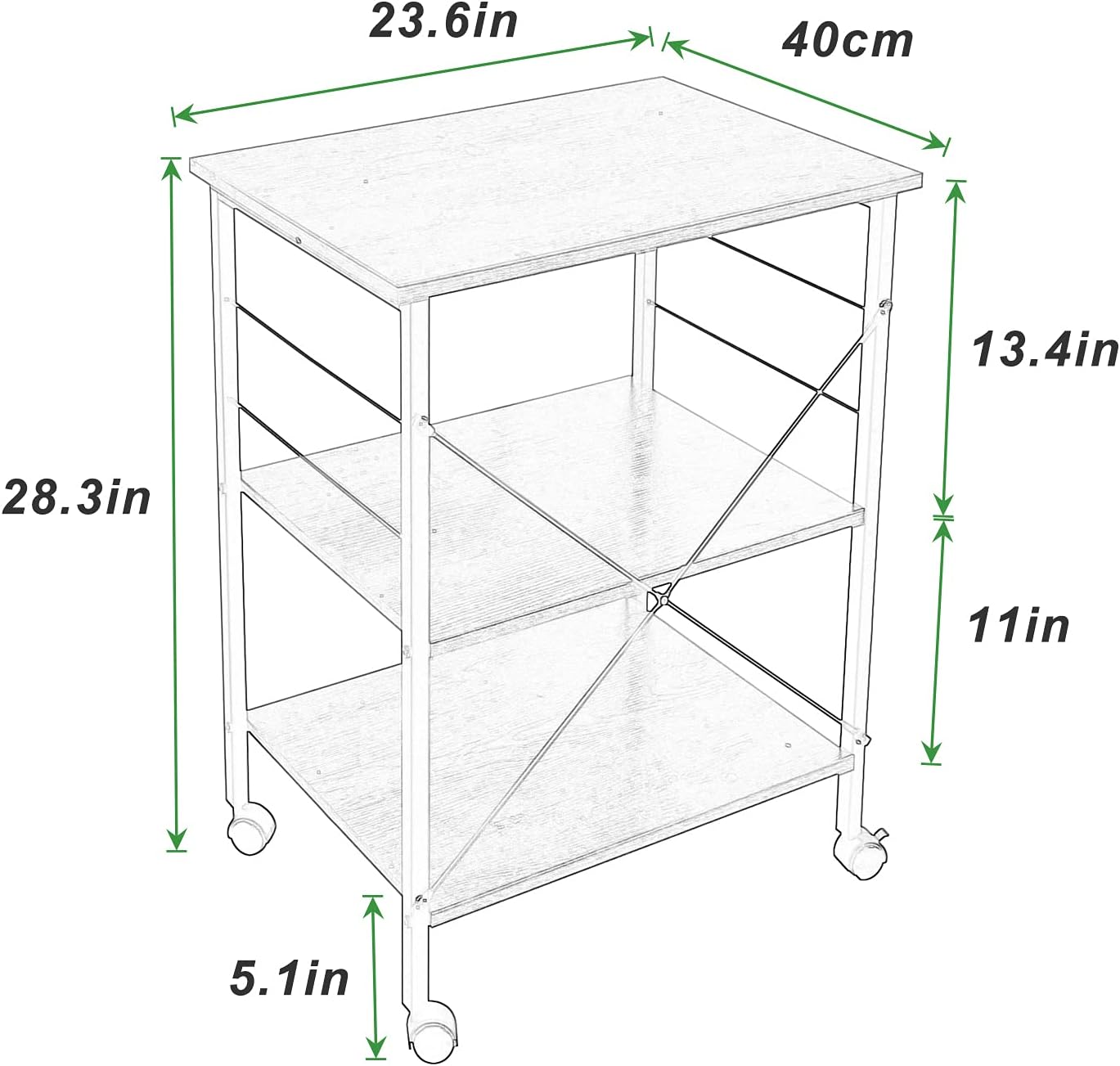 Rustic Brown 3 Tier Utility Storage Shelf with Lockable Caster K35992