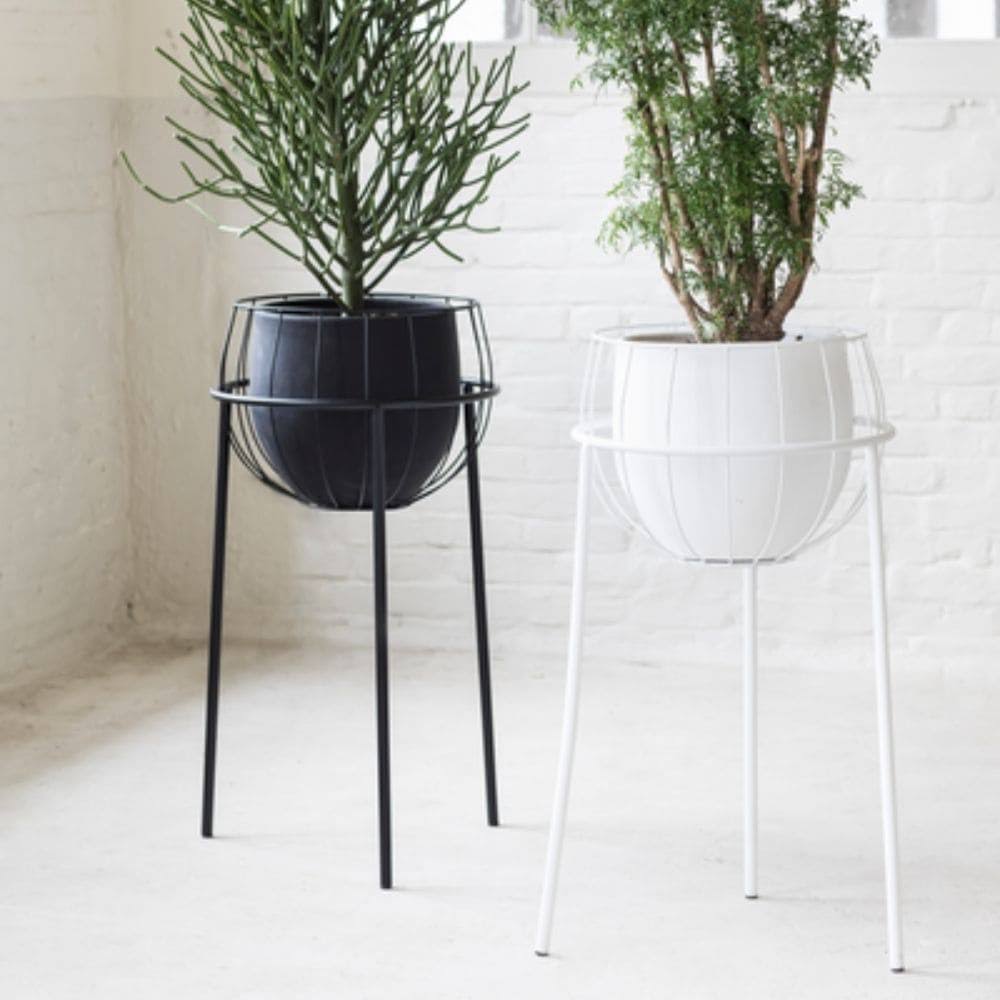 White Plant Stand Cage with Pot H6848