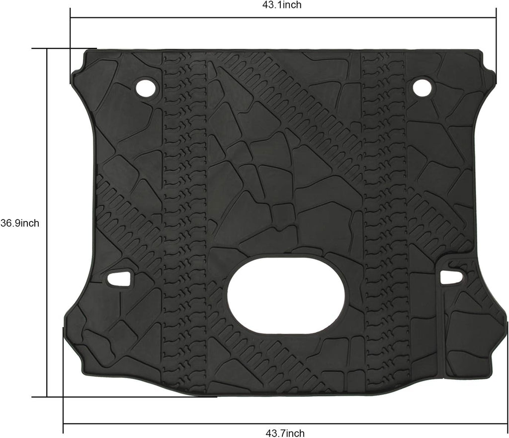Black Rear Trunk Cargo Floor Mat for 4 Door Wrangler with Subwoofer Mat Cutout E770481