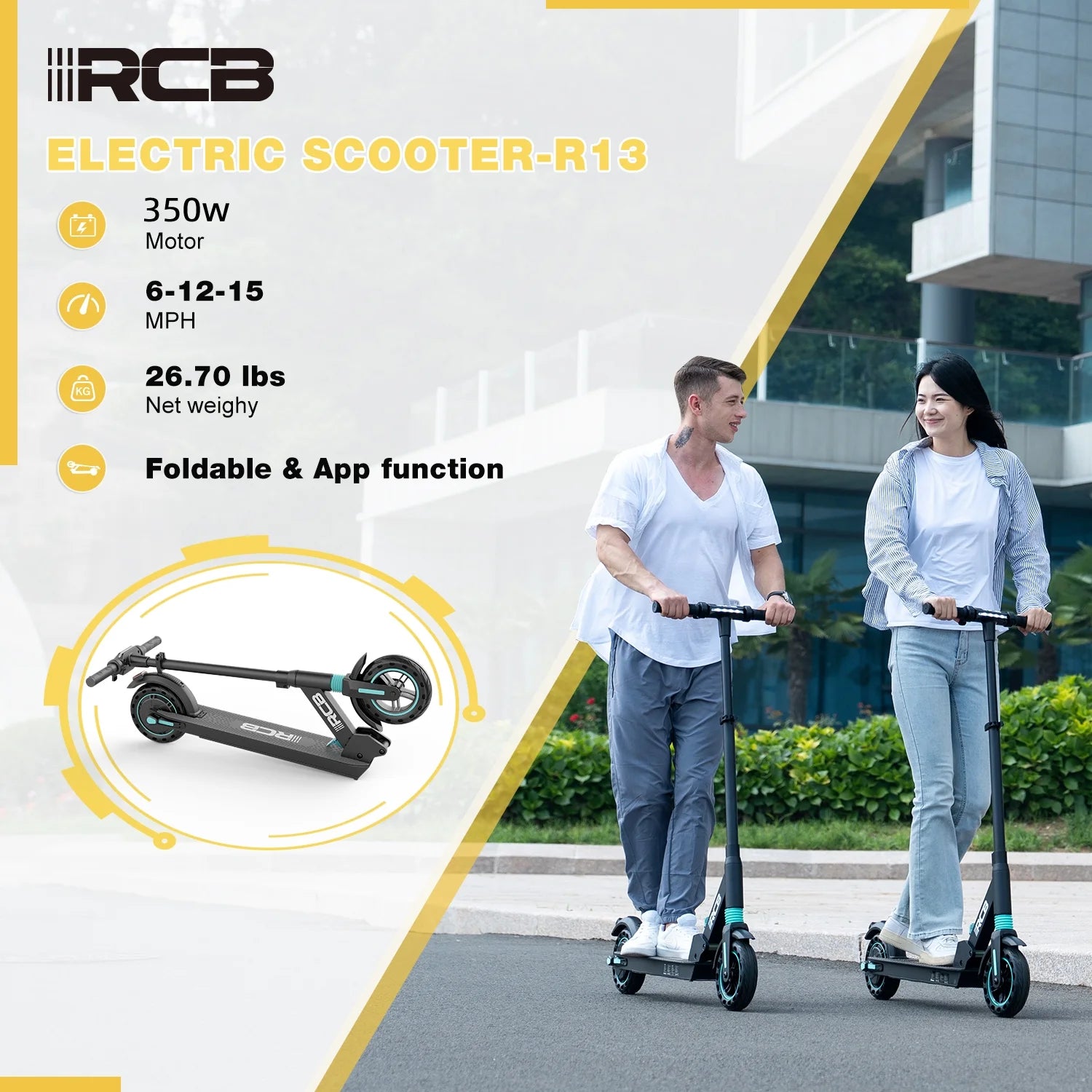 350W Motor 15Mph Top Speed 8" Tires Portable Folding Electric Scooter T280852