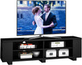 Brown Wood TV Stand with 8 Open Shelves T372