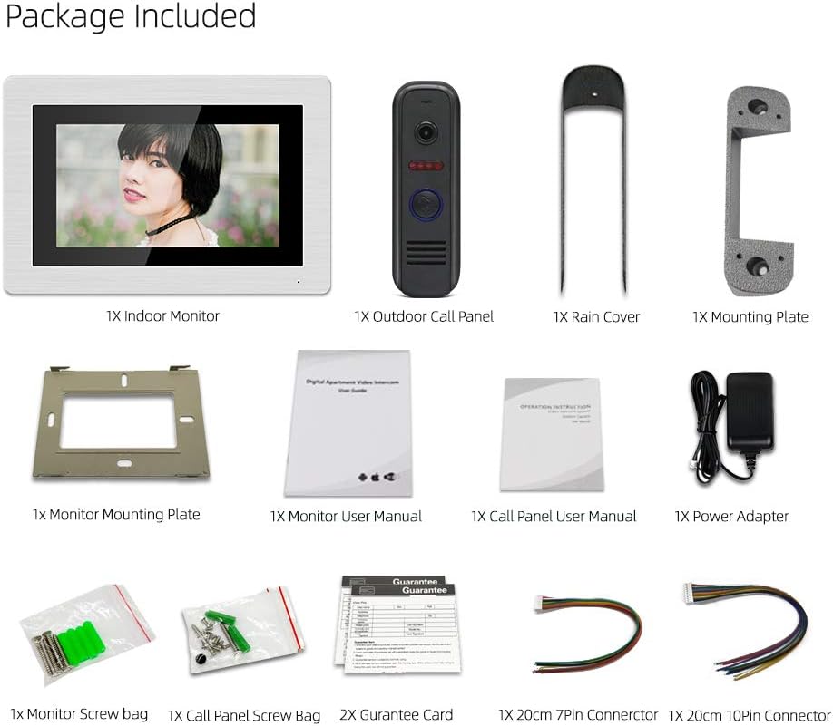 7 LCD Wired Video Doorbell Intercom System with IR Night Vision HD P918658