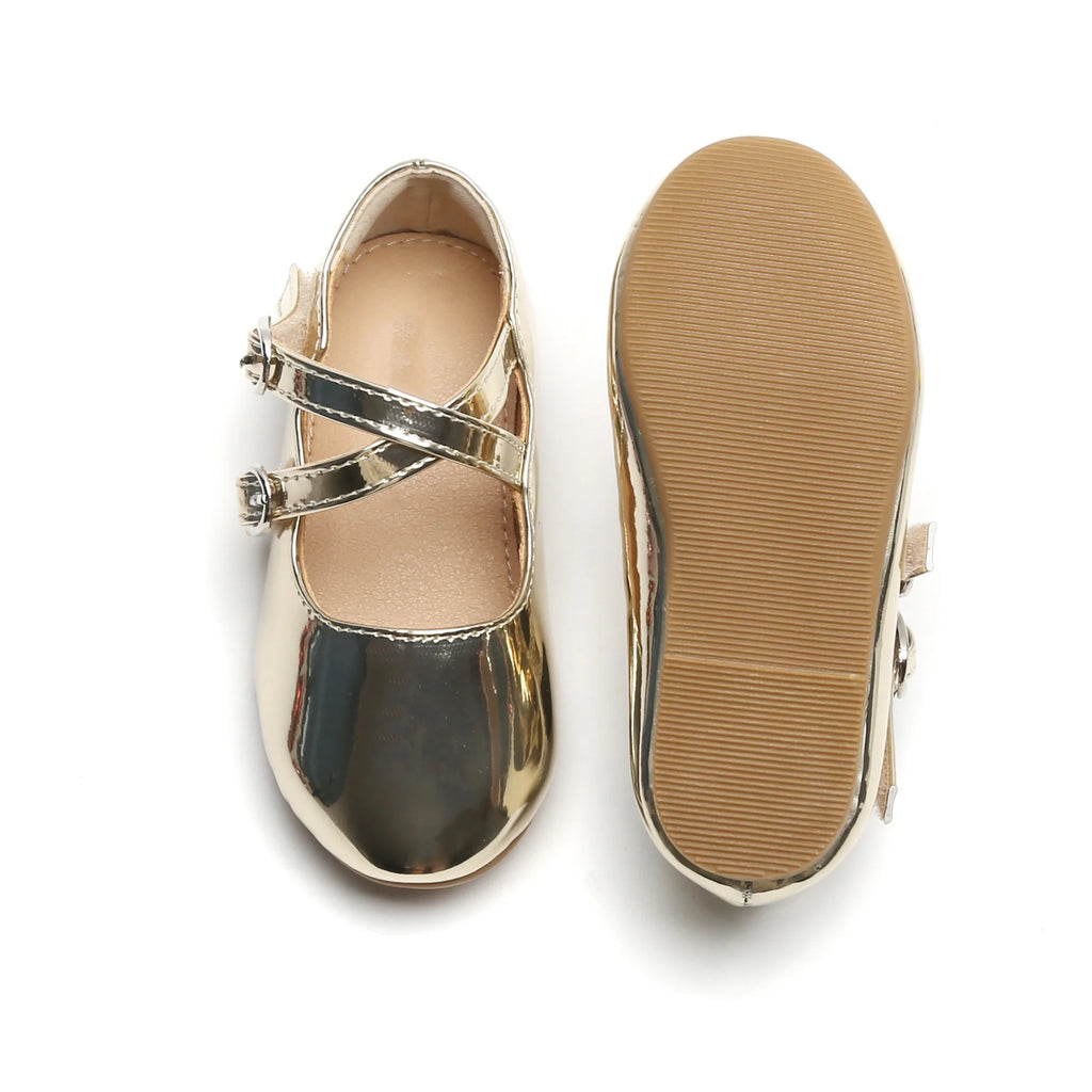 Gold Toddler 7M Ballet Mary Jane Dress Shoes W19280
