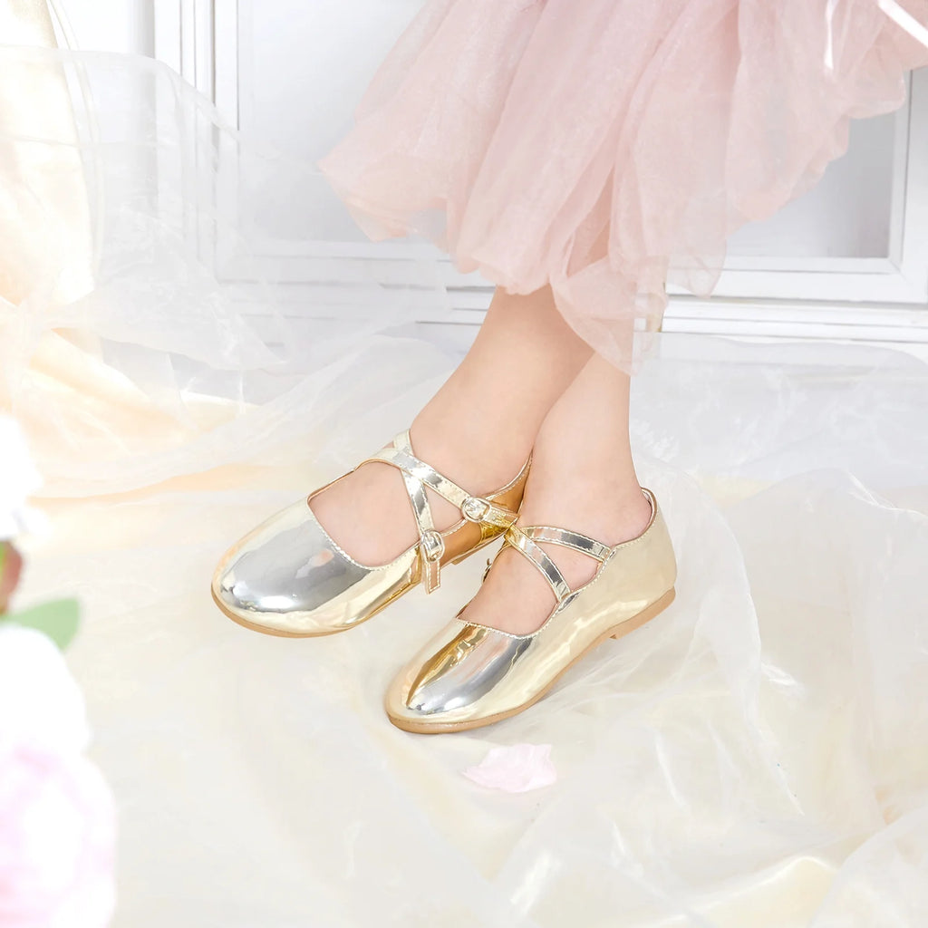 Gold Toddler 7M Ballet Mary Jane Dress Shoes W19280