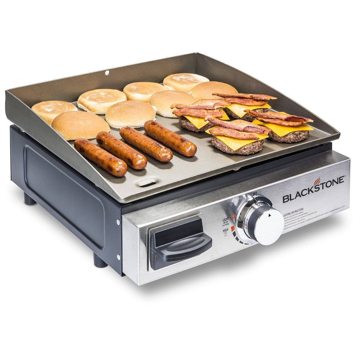 17 in. Table Top 1-Burner Portable Gas Griddle in Stainless Steel and Black F530341