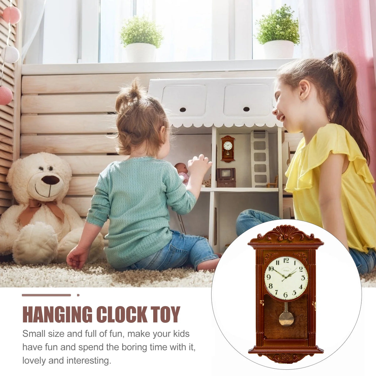Mini Hanging Metal Doll House Clock Toy V859966
