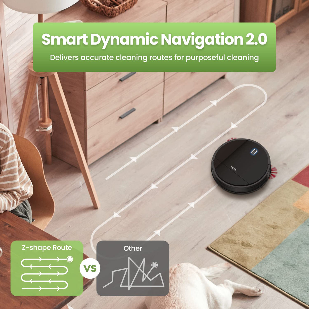 Robot Vacuum Cleaner with Gyro Navigation, 2600mAh, Black Y3103