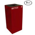Scarlet Steel Recycling Receptacle, 32 gal, Set of 3 M46021