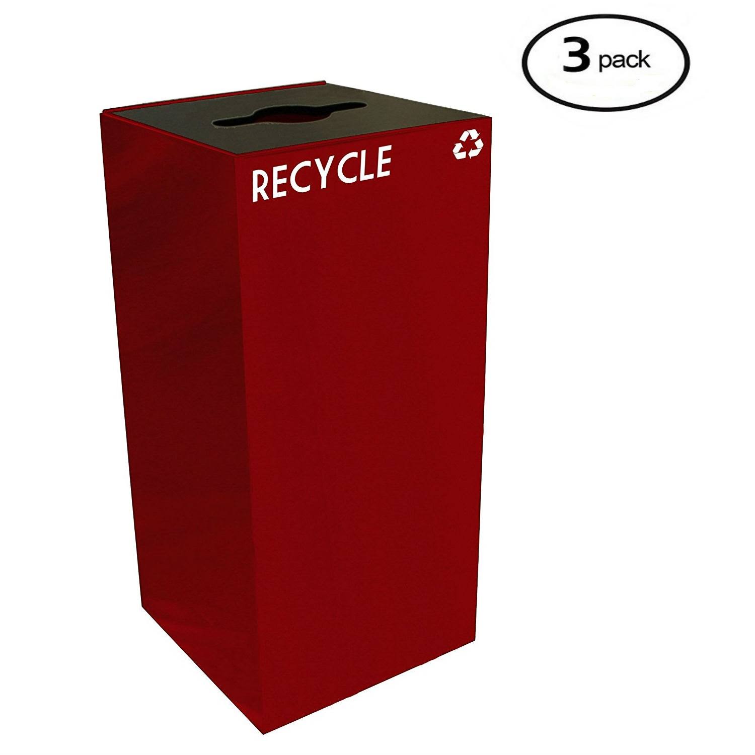 Scarlet Steel Recycling Receptacle, 32 gal, Set of 3 M46021
