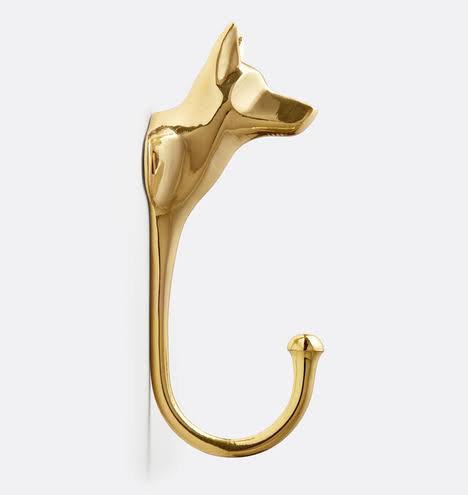 Cast Brass Dog Hook L2745