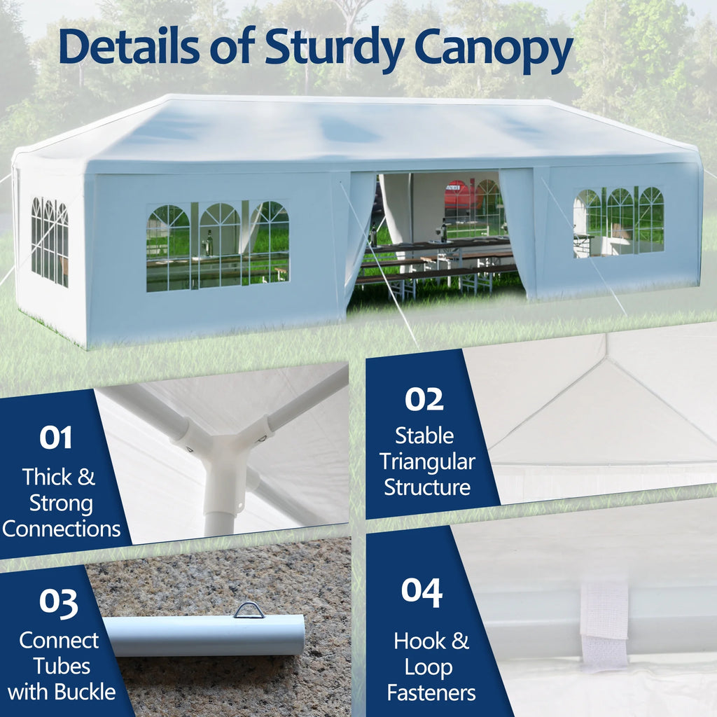 10x30' Outdoor Canopy Tent with 8 Removable Sidewalls M6589