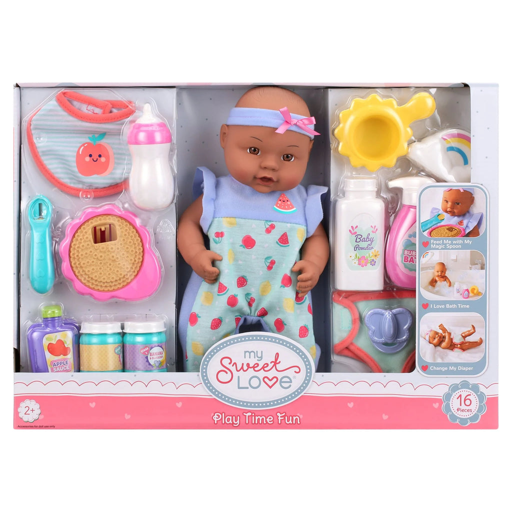 12.5 inch 16 Pieces Play Set, Dark Skin Tone, Brown Eyes N36183