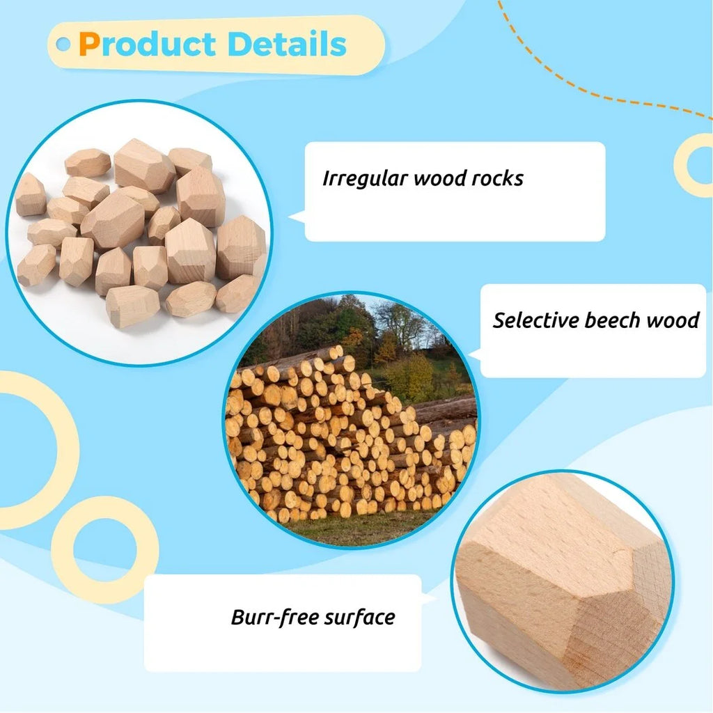20 Pcs Wooden Stacking Rocks Irregular Building Blocks L962600