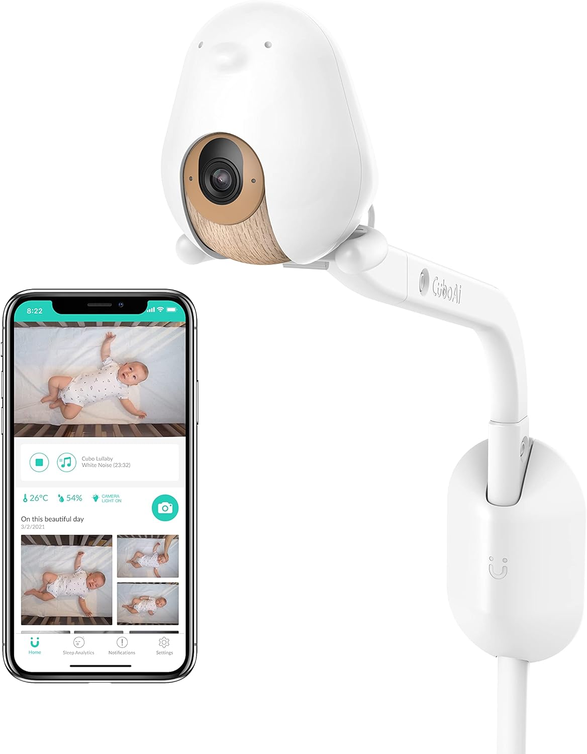 Smart Baby Monitor with Wall Mount, 1080p HD Night Vision Camera, 2-Way Audio M4696