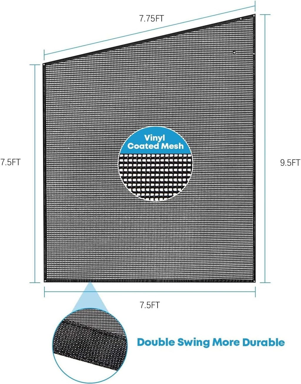 RV Awning Side Sun Shade 9’ x 7’ Black Mesh Screen Kit F32599