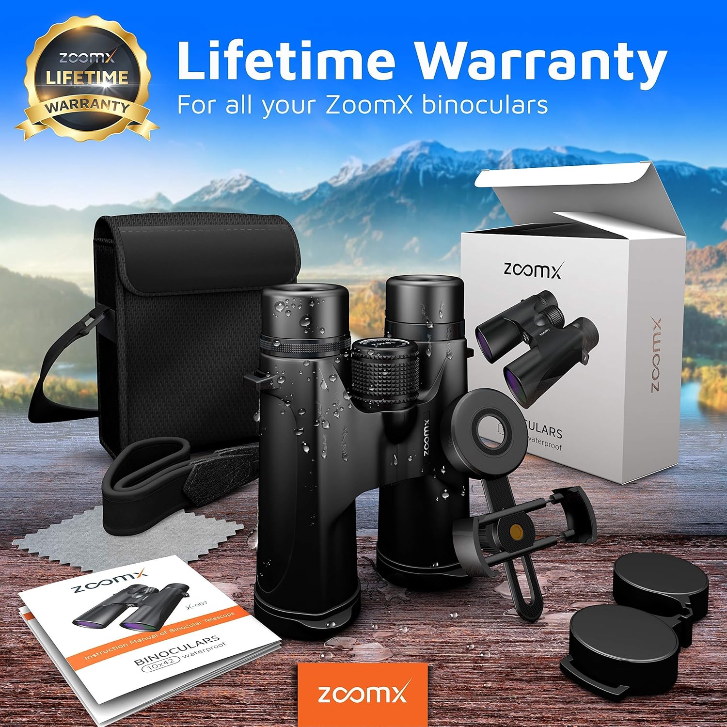 10x42 Waterproof HD Binoculars with Carrying Bag R9031