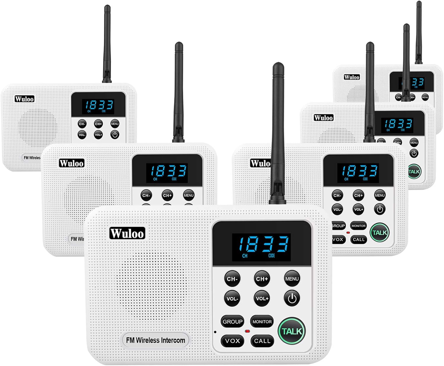 6 Packs Black Wireless Intercom System T75417