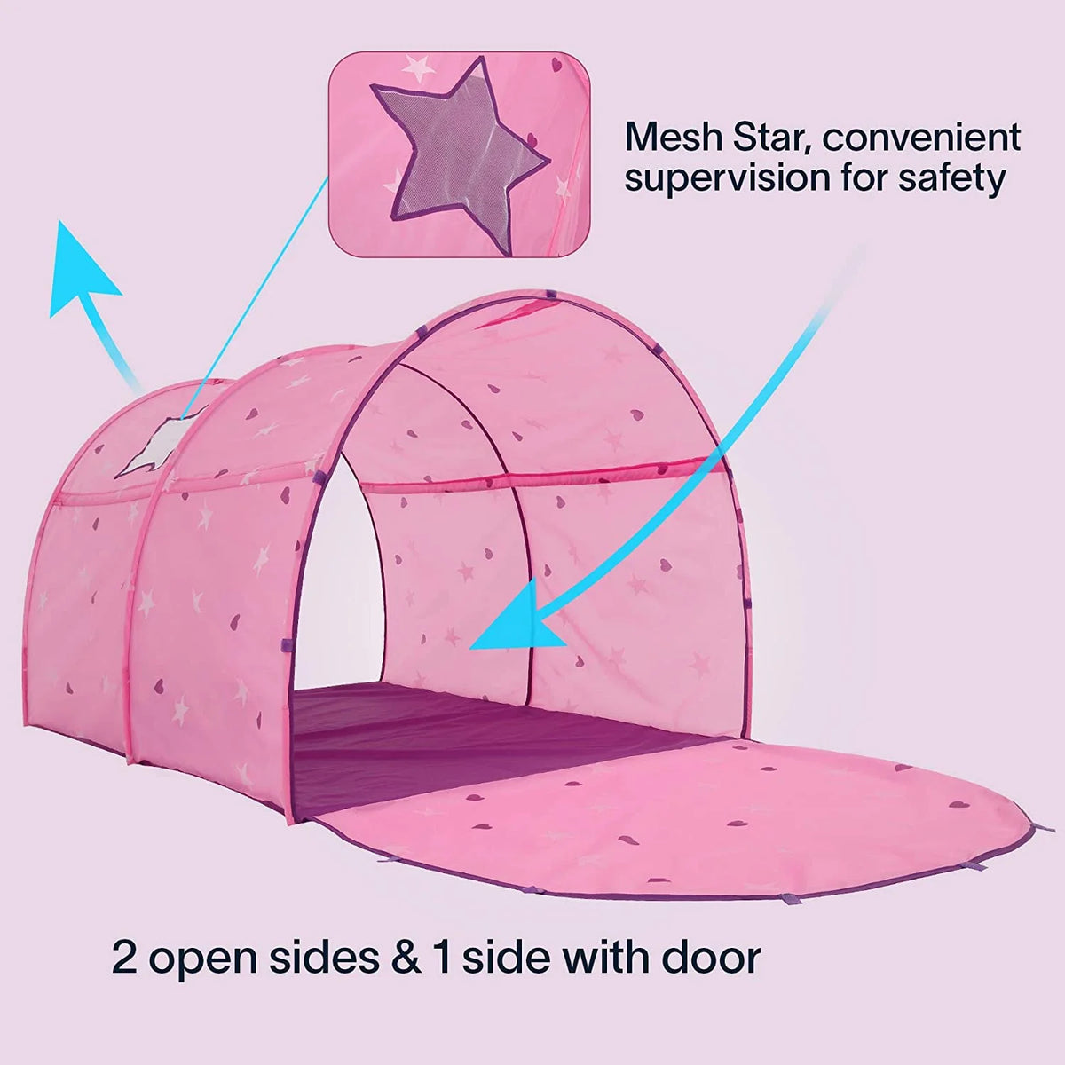 Pink Kids Bed Tent Canopy Sleeping Curtains 58'' x 35'' x 40''H O47426