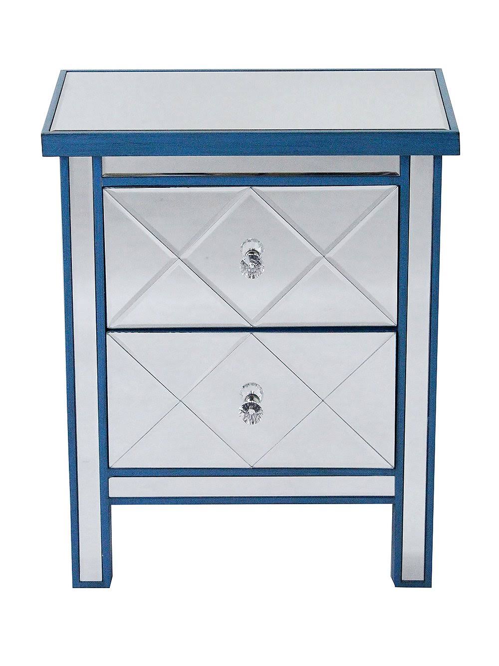 Silver Wood Accent Cabinet with 2 Beveled Glass Drawers H2852
