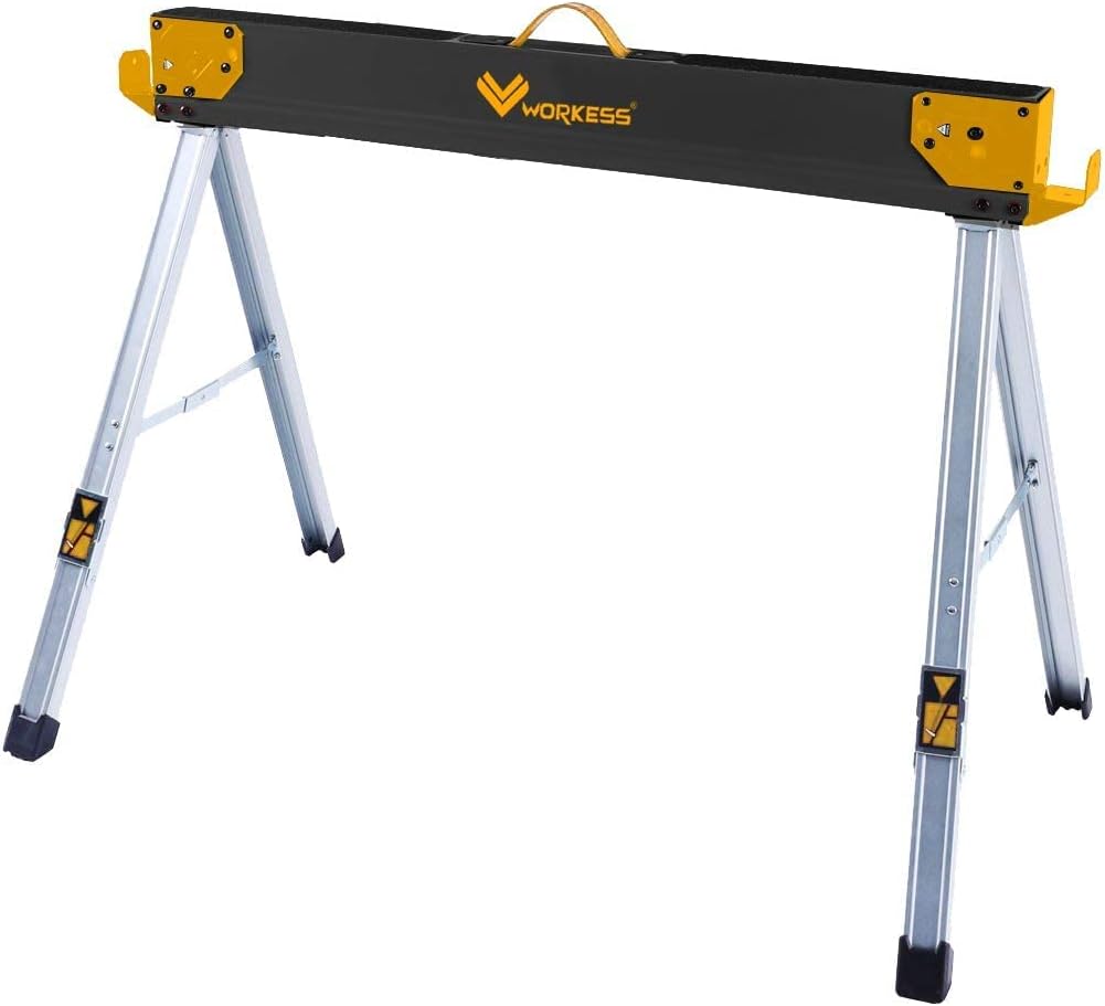 Sawhorse Portable Folding Workbench, 1300lbs Capacity 2 Positions, 2 Pack E235223