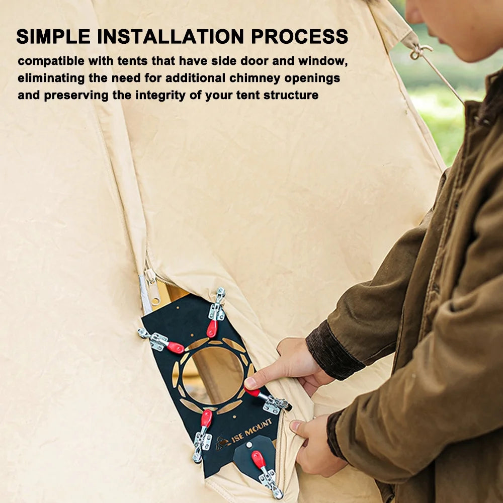 Tent Chimney Guard Anti Scald Plate, Clip on Stove Jack Camping Tent Protector (90mm Diameter) M973
