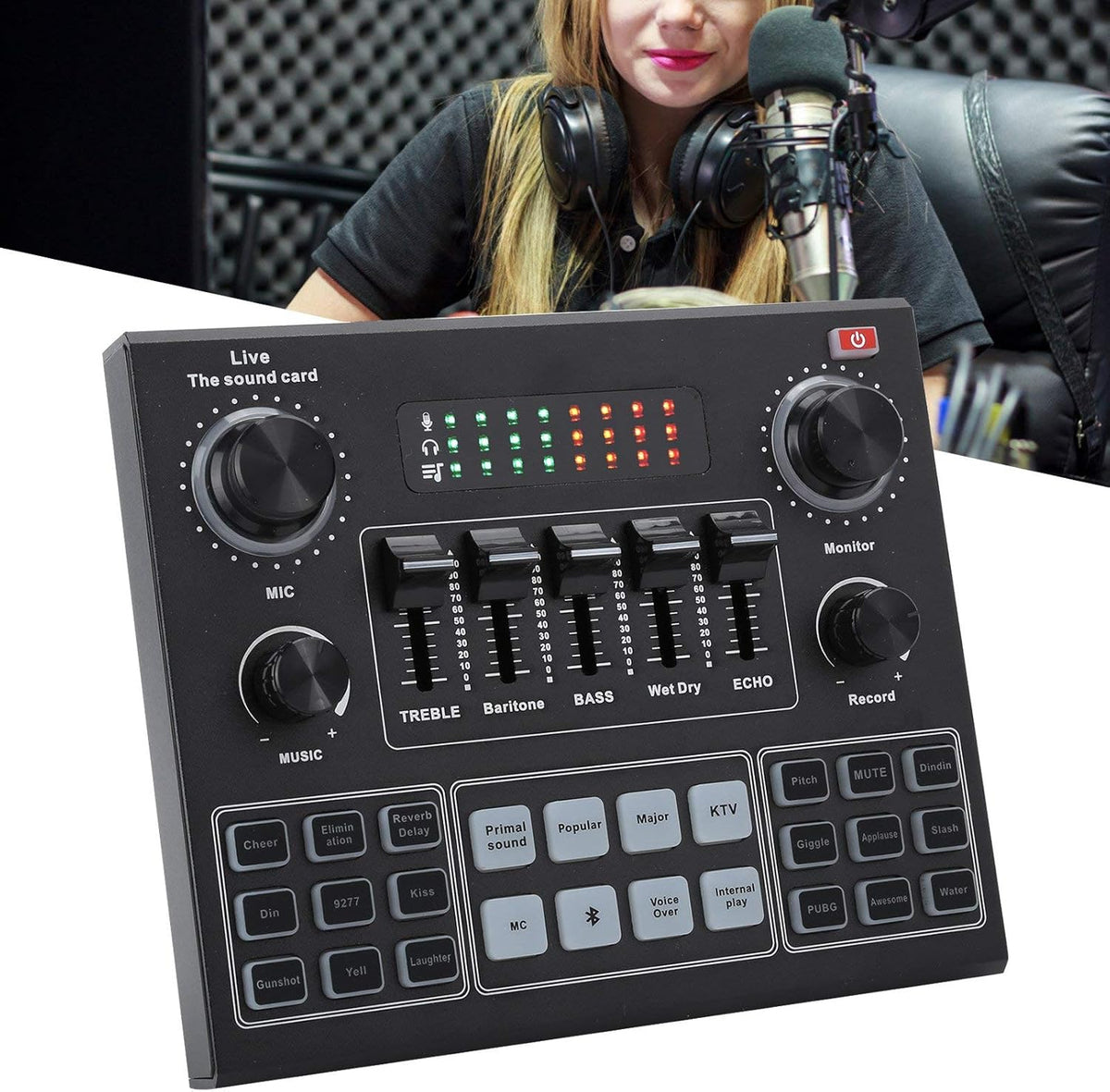 Bluetooth Sound Card Audio Mixer with Voice Change X8405