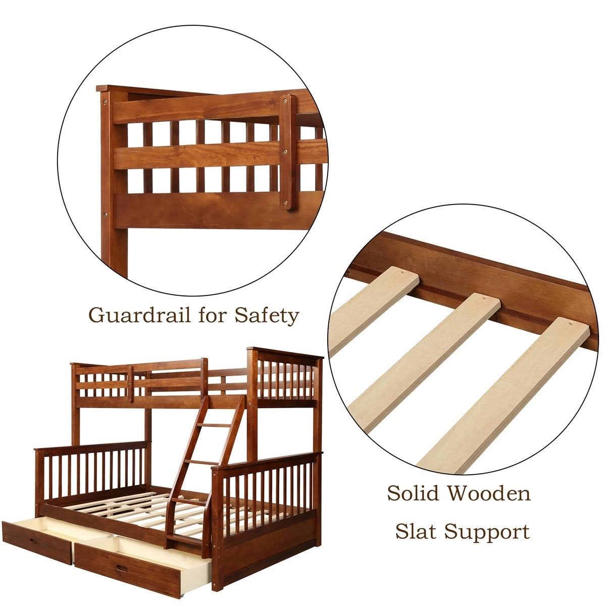 Twin Over Full Bunk Bed with Ladders and 2 Storage Drawers G7260