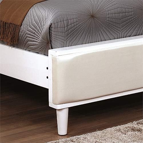 Faux Leather King Panel Bed in White A268802