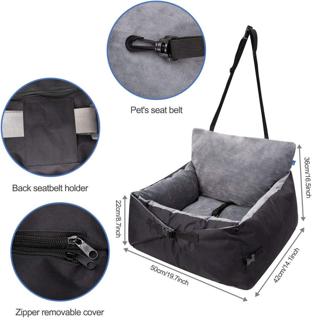 2-in-1 Dog Car Bed with Clip-on Safety Leash & Removable Washable Cover Pack of 2 M58777