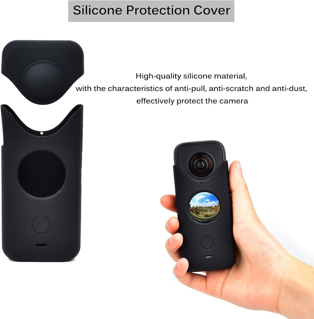 Lens HD Tempered Glass Protective Film (2 Sets) + Panoramic Camera Silicone Protection Cover N66562