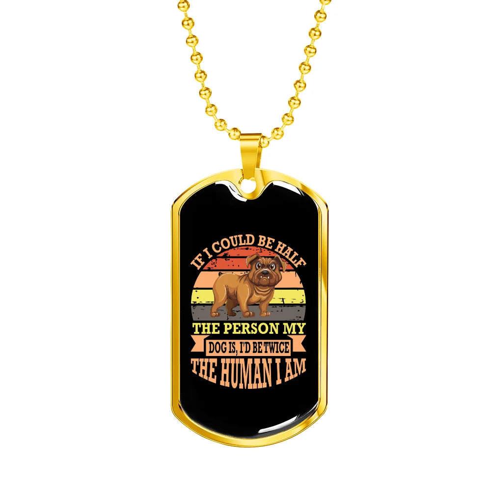 Peach Stainless Steel Dog Tag Necklace 24" Chain V207