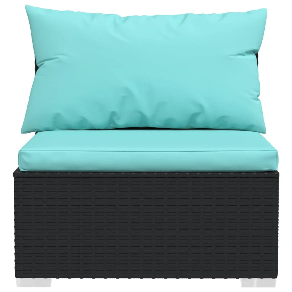 2 Piece Patio Furniture Set with Cushions Poly Rattan Black U32118