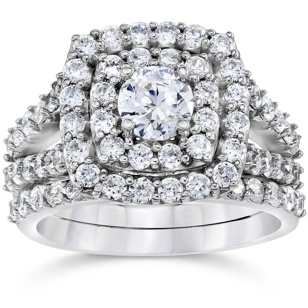 2 Ct Diamond Engagement Halo Ring Set X722