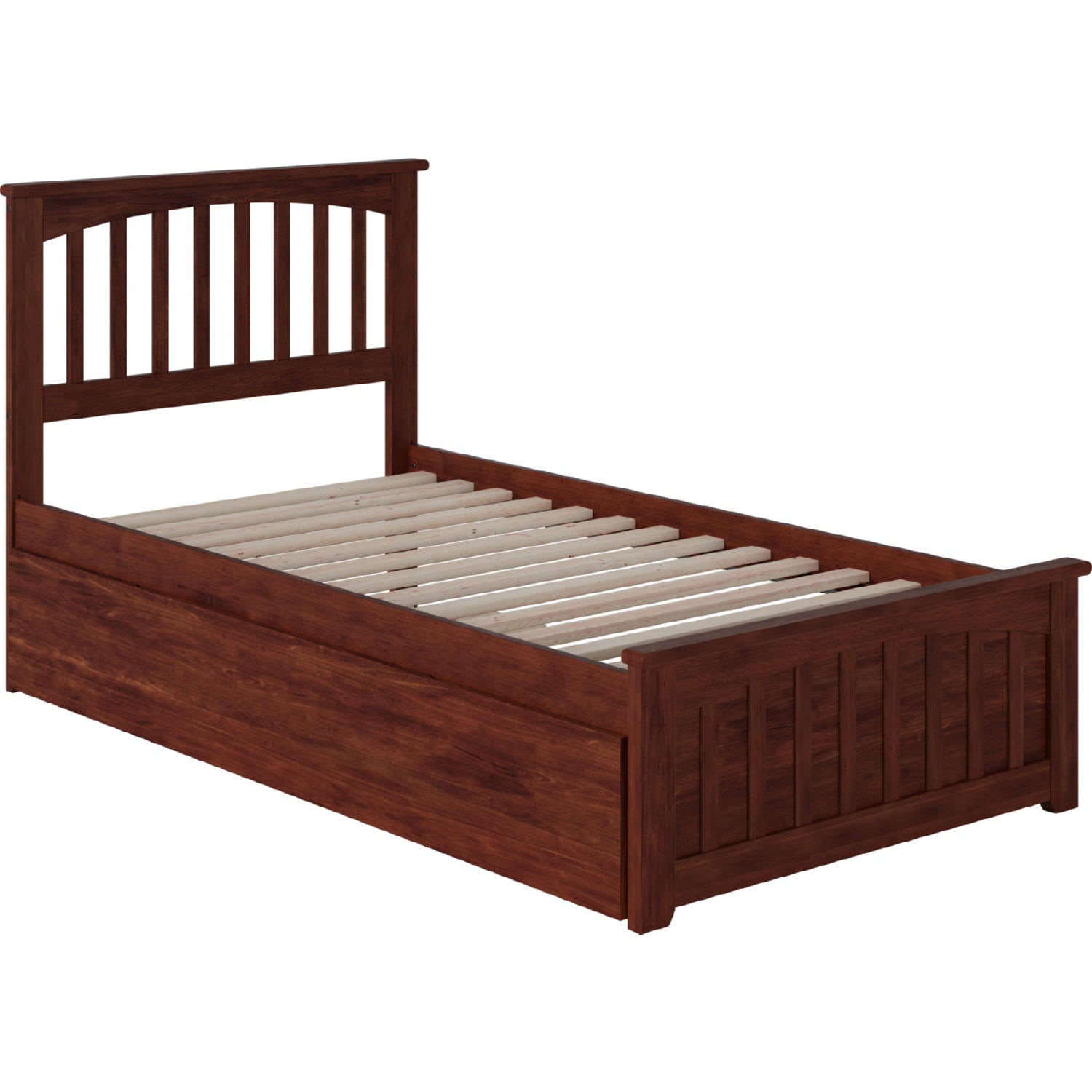 Walnut Twin Extra Long Bed with Trundle Y49579