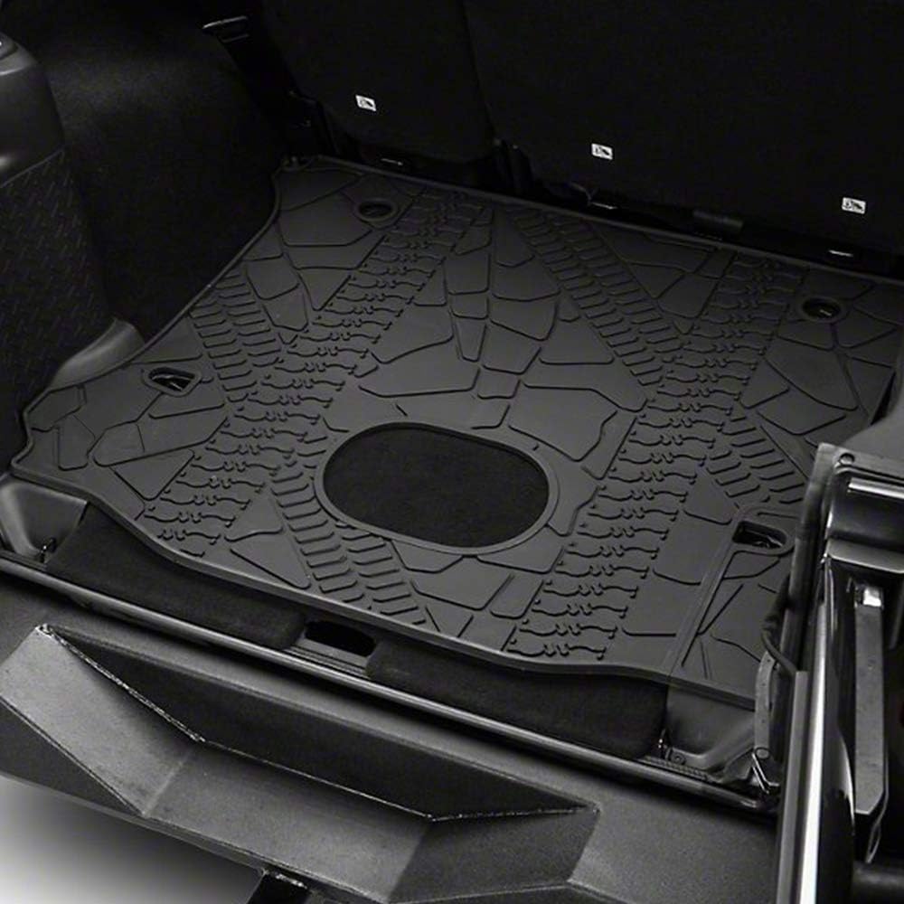 Black Rear Trunk Cargo Floor Mat for 4 Door Wrangler with Subwoofer Mat Cutout E770481