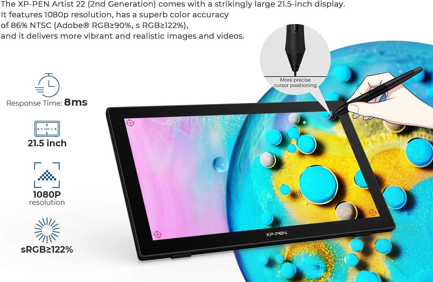 21.5in Drawing Monitor with Screen Digital Graphics Tablet Q7055