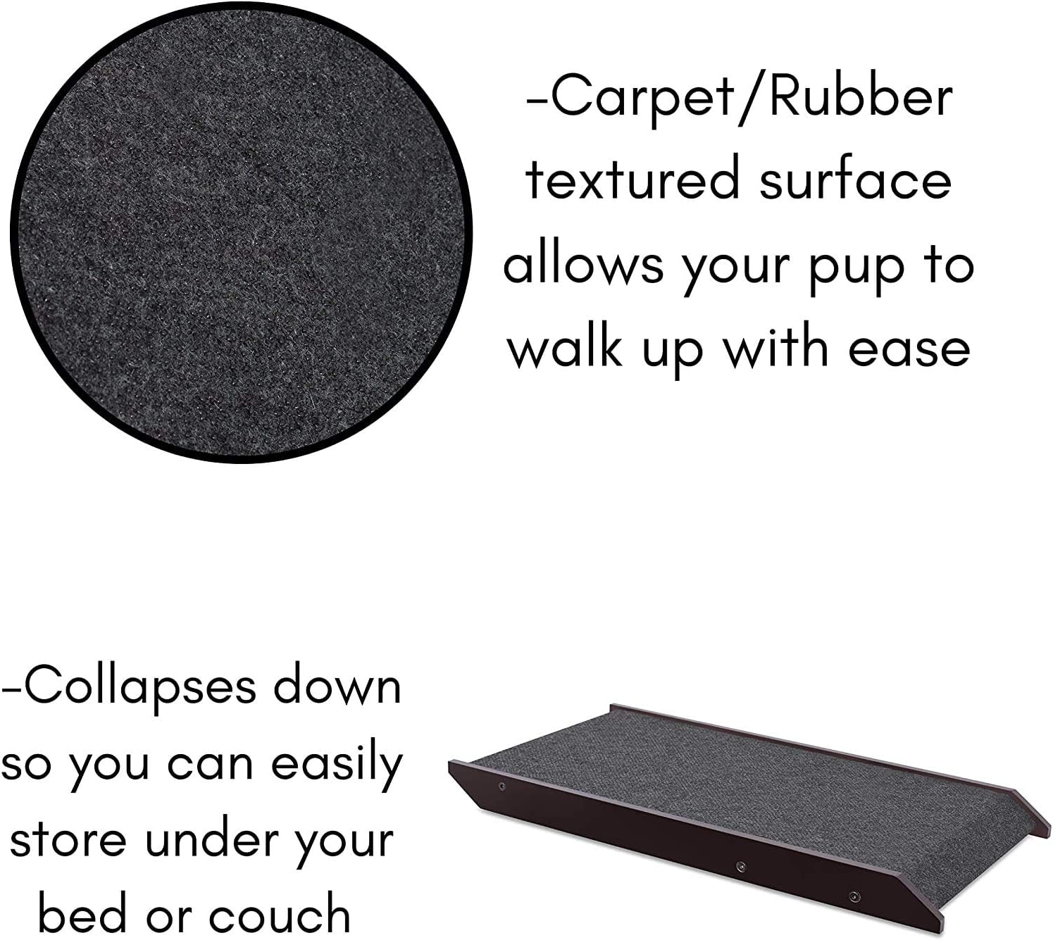 Espresso 13 Wooden Folding Dog Ramp with Carpet D570881